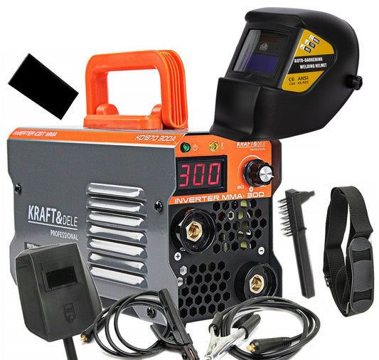 Set Aparat de sudura Kraft&Dele KD1870, MMA, 300A, Tehnologie IGBT, PWM si AntiStick + Masca Sudura Automata