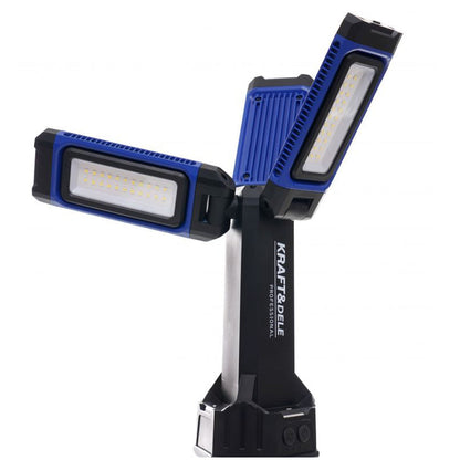 Lampa multifunctionala reincarcabila POLSKI K1268, 3 proiectoare LED, 4500Lm, acumulator 4000mAh, 3 moduri, 2 culori, cu trepied , pentru ateliere, camping, constructii etc