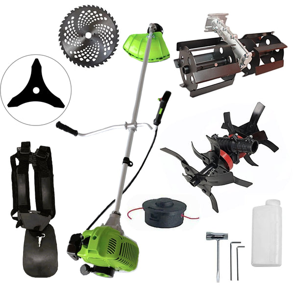 MOTOCULTIVATOR si PRASITOARE de GRADINA pe benzina, NUOVO-VRD Green Fuel-Efficient 3.4CP, cu accesorii tuns iarba