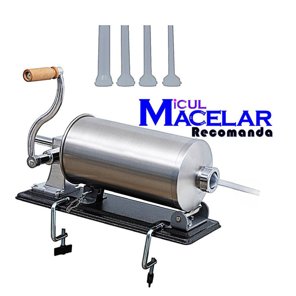 *OFERTA MIORITICA* MICUL MACELAR Recomanda - Masina de umplut carnati, 3Kg, 5xPalnii Incluse, Orizontal, inox