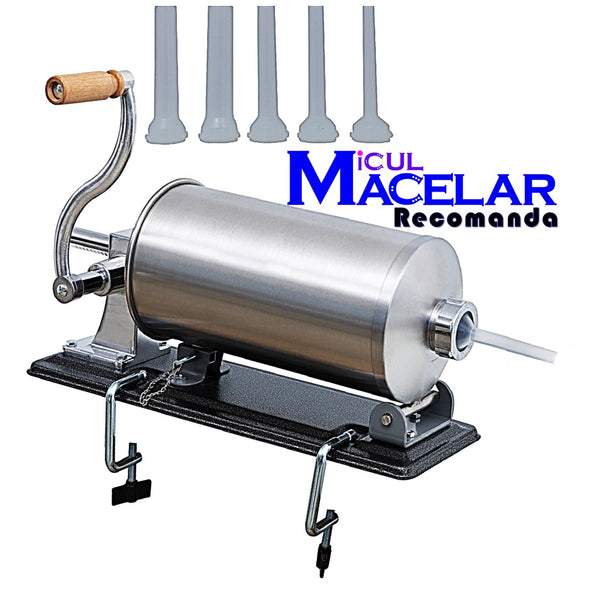 *OFERTA MIORITICA* MICUL MACELAR Recomanda - Masina de umplut carnati, 4Kg, 5xPalnii Incluse, Orizontal, inox