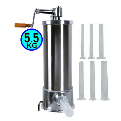 MICUL MACELAR Recomanda - Masina de umplut carnati, 5.5Kg, 6xPalnii incluse, Vertical Profi, Inox
