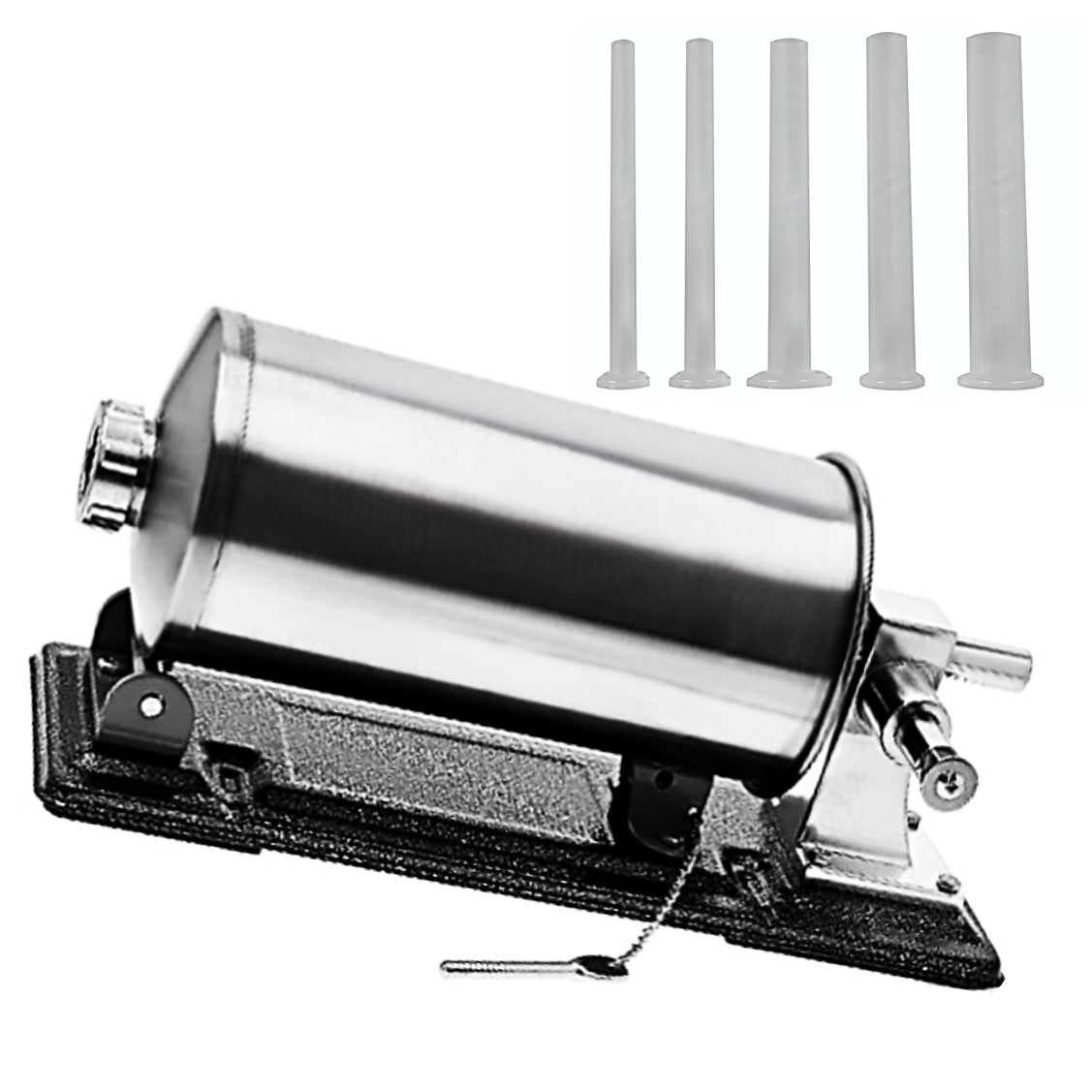 *OFERTA MIORITICA* MICUL MACELAR Recomanda - Masina de umplut carnati, CAPACITATE PANA LA 6Kg, 5xPalnii Incluse, Orizontala PROFI, Inox
