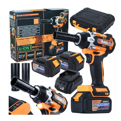 Masina de insurubat cu impact fara perii cu 2 acumulatori, PORTONERO BL 12031, 21V, 500Nm