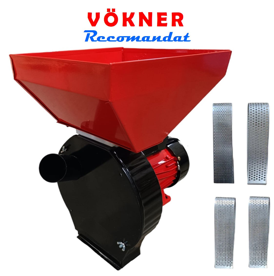Moara cereale electrica 3.5KW, uruiala si stiuleti, cu ciocanele, NEGRU+ROSU, VÖKNER Recomandat