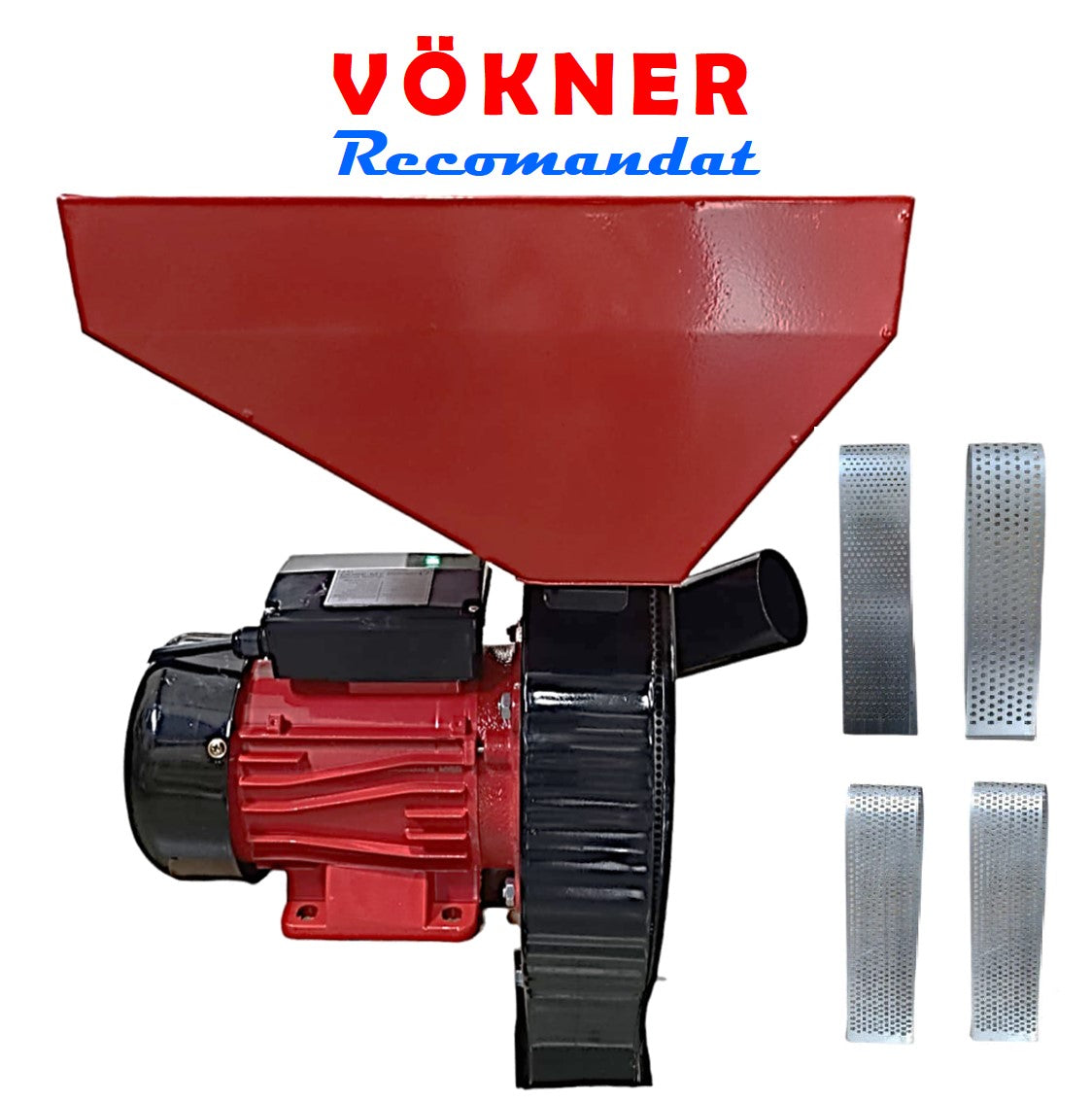 Moara cereale electrica 3.5KW, uruiala si stiuleti, cu ciocanele, NEGRU+ROSU, VÖKNER Recomandat
