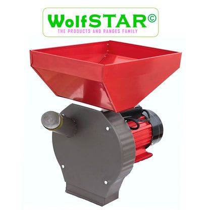 *SEZONUL-OFERTELOR: 257 LEI* Moara cereale+stiuleti (2 in 1) WOLFSTAR, 3.9KW, 5 SITE, cu ciocanele pentru uruiala si malai, Red-GREY