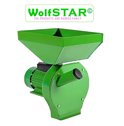 Moara cereale+stiuleti (2 in 1) WOLFSTAR, 3.9KW, 4 SITE, cu ciocanele pentru uruiala si malai, CUVA-MARE, culoare VERDE