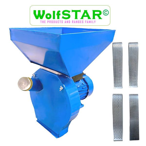 *BuzZ* Moara WOLFSTAR Blue B-3900, cereale si stiuleti (2 in 1), 3.9KW, cu ciocanele pentru uruiala si malai, motor electric monofazic