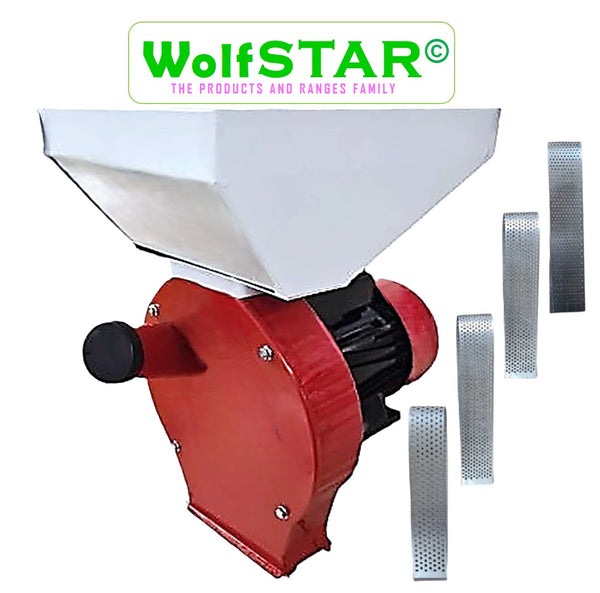 Moara cereale+stiuleti (2 in 1) 3.9KW, WOLFSTAR Red-White E-3900, cu ciocanele pentru uruiala si malai