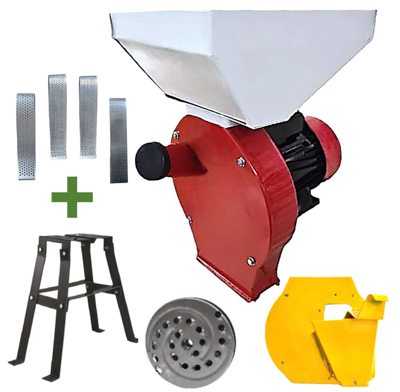 *PROMO* SET Moara+Suport WOLFSTAR pentru cereale+stiuleti+FRUCTE si LEGUME (3 in 1) 3.9KW, Red-White E-3900 CUVA MARE, cu ciocanele si RAZATOARE