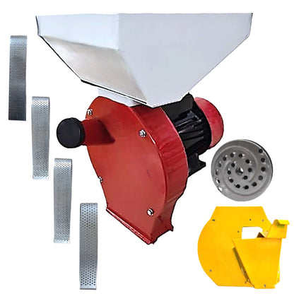 *PROMO* SET Moara WOLFSTAR Cereale si Stiuleti si FRUCTE-LEGUME, 3.9KW, (3 in 1) pentru uruiala si malai si furaj umed, Red-White E-3900, cu ciocanele si razatoare