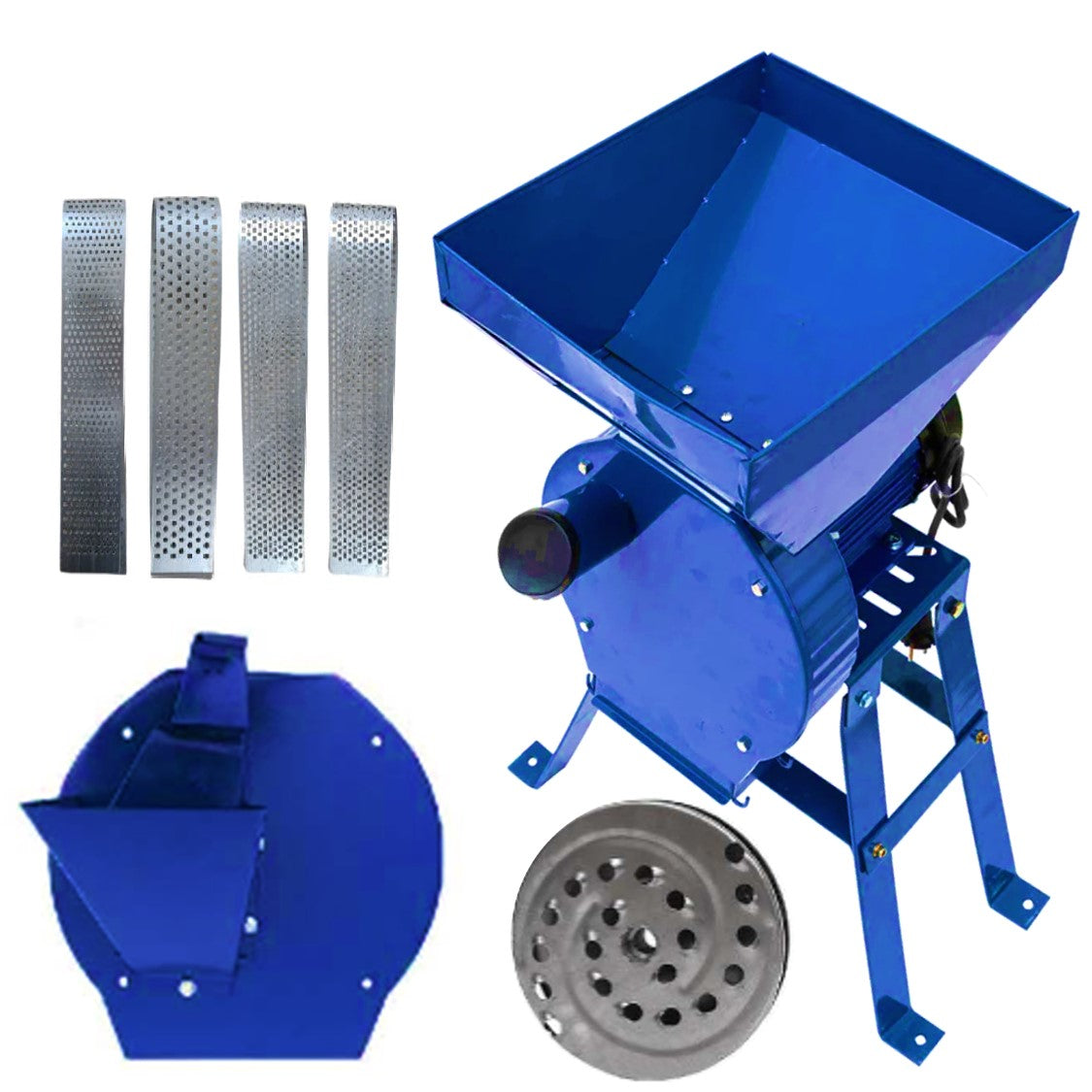 Set Moara KASNIKA cu SUPORT, cereale-stiuleti și LEGUME-FRUCTE (3 in 1), 3.9kW, cu ciocanele, si razatoare legume-fructe