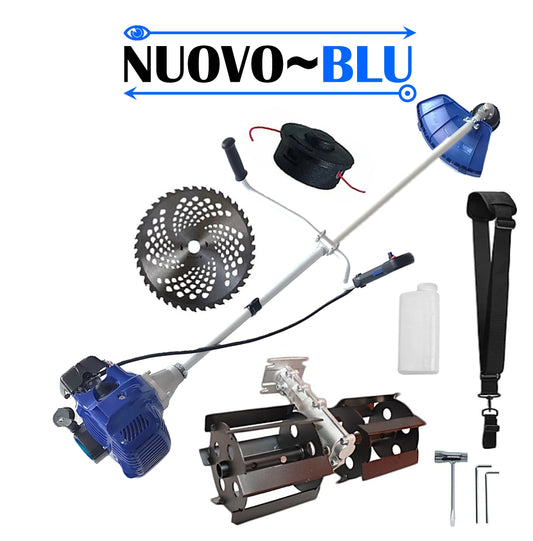 MotoPRASITOARE pe benzina, mecanizare de GRADINARIT, NUOVO-BLUe Fuel-Economy 6CP, cu accesorii tuns iarba