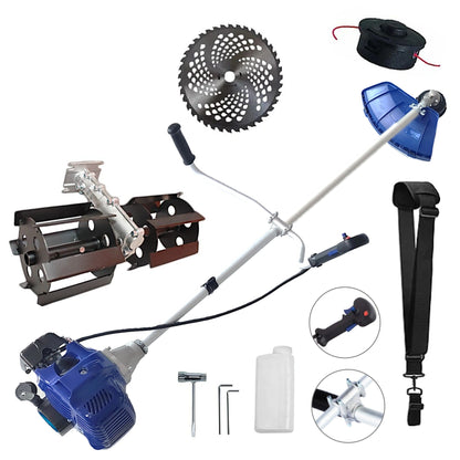 MotoPRASITOARE pe benzina, mecanizare de GRADINARIT, NUOVO-BLUe Fuel-Economy 6CP, cu vidia