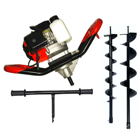 SET Motoburghiu DEZMAN BLACK-RED-ED430 tip Foreza-Pamant 6CP, +MANER ROTIRE MANUALA, + 2xBurghiu pamant 150-250mm