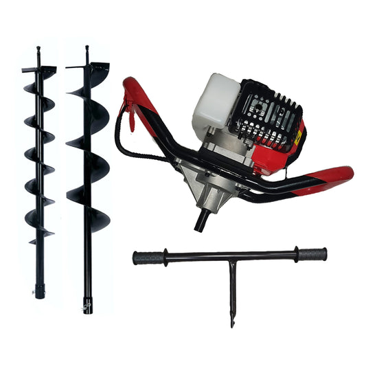 SET Motoforeza Pamant DEZMAN BLACK-RED-ED430-6CP tip Motoburghiu, +MANER ROTIRE MANUALA, + 2xBurghiu pamant 150-250mm