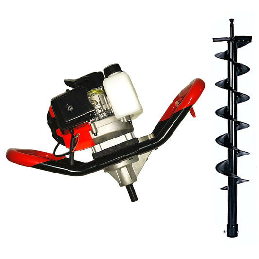 SET Motoburghiu DEZMAN BLACK-RED-ED430 tip Foreza-Pamant 6CP, motor benzina 2 Timpi, + burghiu pamant 150mm
