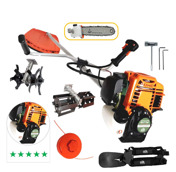 SEZONUL-OFERTELOR Set Motocoasa Alpin Profi, Motor 4 Timpi, 7Cp + 3 x Cap prasitoare + cultivator + drujba