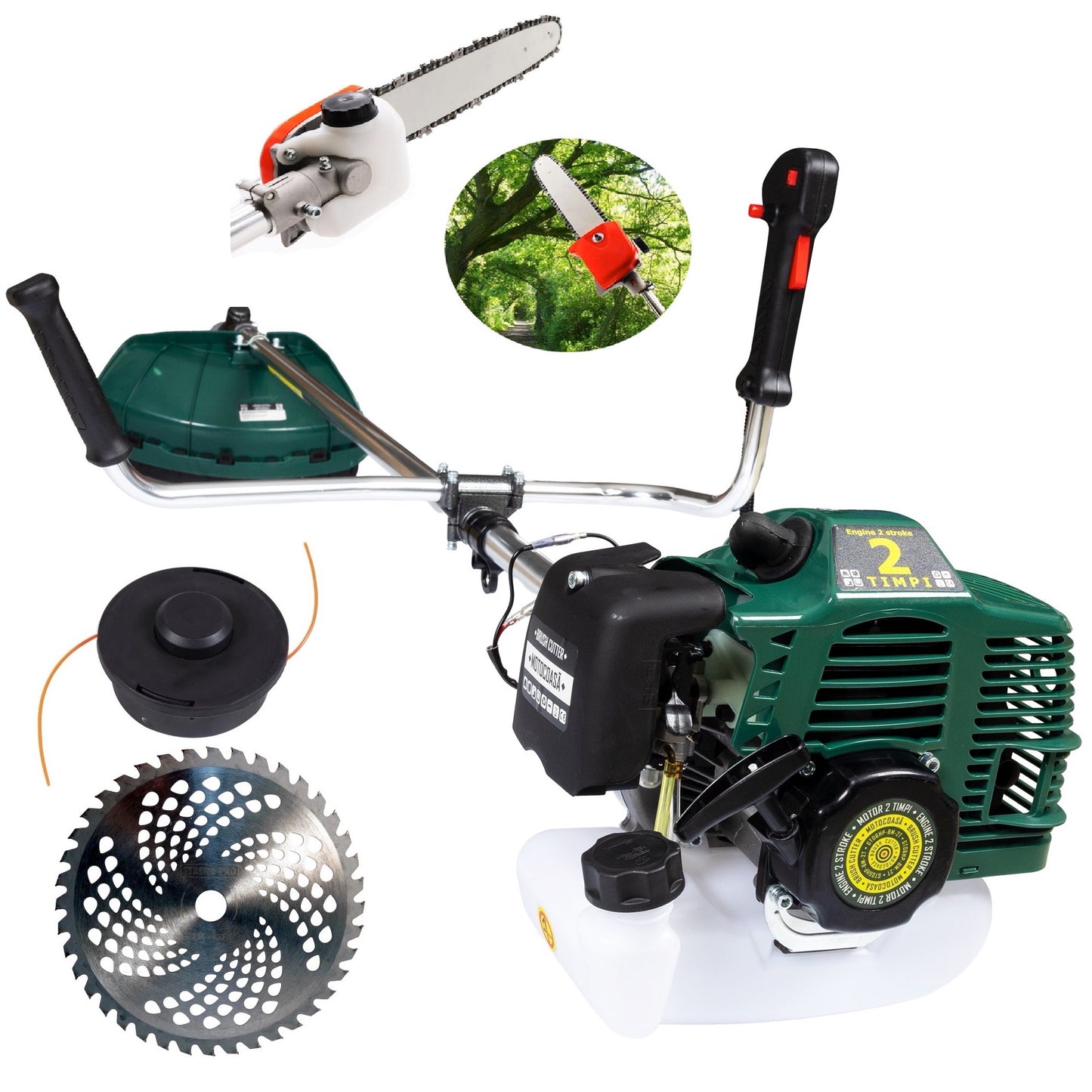 Set Motocoasa LIDERMAN GTO6HP-BM-2T, GREEN-Racing, 9.7CP + Cap tip Drujba pentru Crengi + Extra disc vidia CADOU