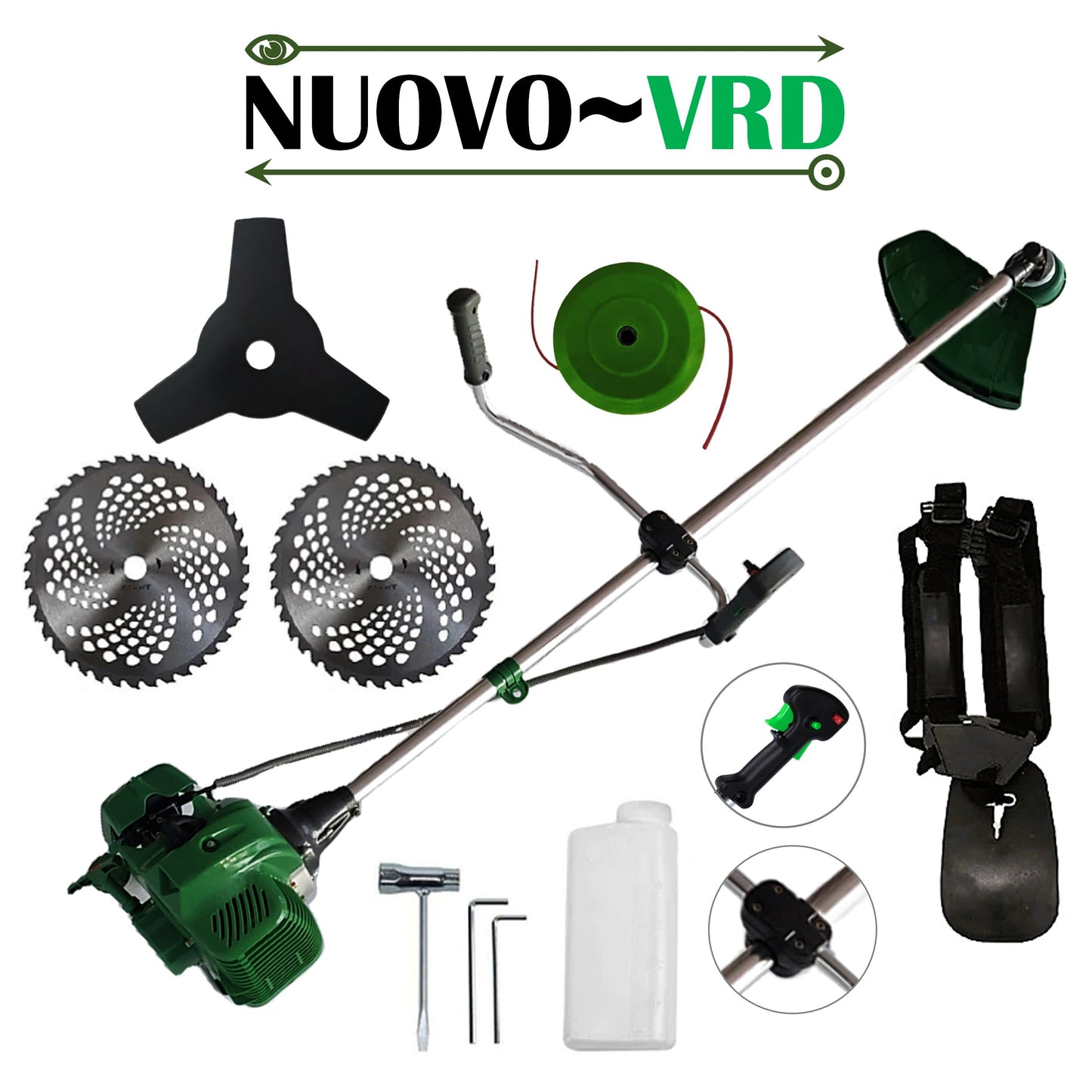 Motocoasa NUOVO-VRD VERDE 6CP, 2xDisc Vidia, Disc Stea, accesorii incluse