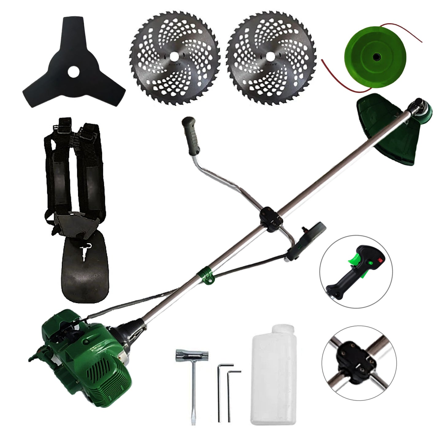 Motocoasa NUOVO-VRD VERDE 6CP, 2xDisc Vidia, Disc Stea, accesorii incluse