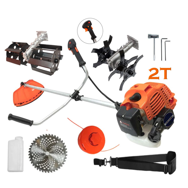 Motocoasa PALMiRA, 6CP, motor 2 timpi benzina, 52cc, BUNDLE Disc Vidia 230 +Cultivator+Prasitoare