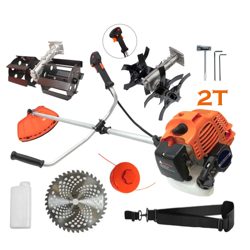 Motocoasa PALMiRA, 6CP, motor 2 timpi benzina, 52cc, BUNDLE Disc Vidia 255 +Cultivator+Prasitoare