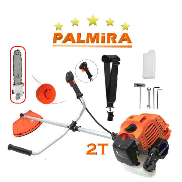 SET Motocoasa PALMiRA 6CP, motor 2 timpi benzina, 11.000RPM, + sistem taiere, + BUNDLE Cap Drujba, culoare Portocalie