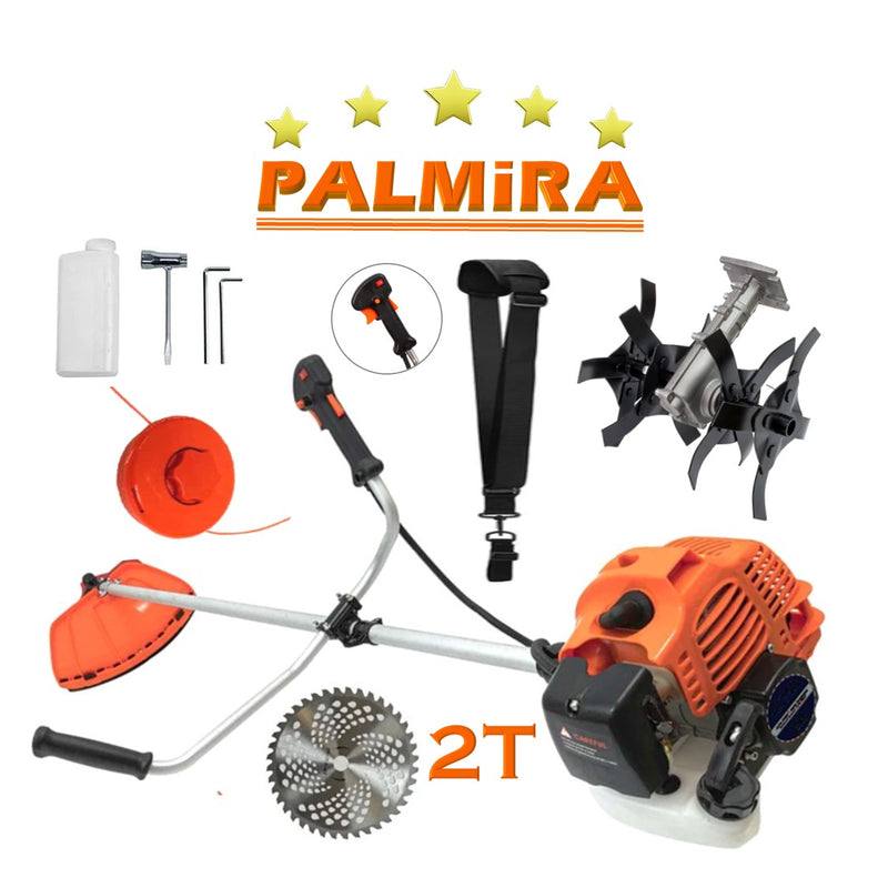 SET Motocoasa PALMiRA 6CP, motor 2 timpi benzina, 11.000RPM, + sistem taiere, BUNDLE Disc Vidia 230+Cultivator