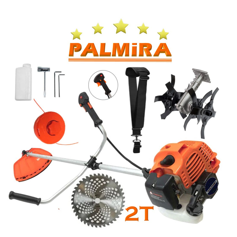 SET Motocoasa PALMiRA 6CP, motor 2 timpi benzina, 11.000RPM, + sistem taiere, BUNDLE Disc Vidia 255+Cultivator