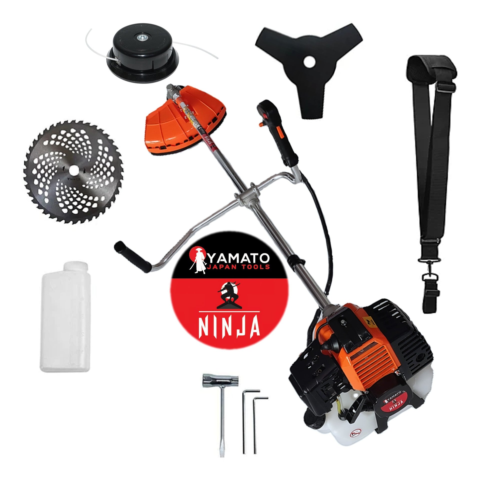 Motocoasa Multifunctionala YAMATO® JAPAN TOOLS - Model NINJA-6CP, Negru-Portocaliu, accesorii incluse