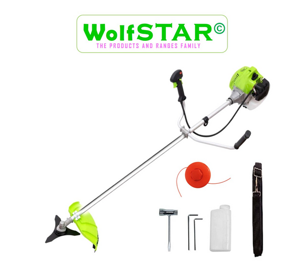 Motocoasa 5.6kW WolfSTAR, Set cu Tambur Fir + Disc Metal 3 lame, X5600PRO, VERDE