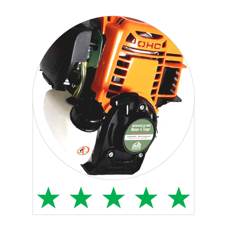 *PROMO* SET Cositoare pe benzina in 4 Timpi ALPIN-PROFI Model 5650-8CP, EXTRA-USOARA, cu accesorii incluse, PLUS Cap Drujba si FIR Taiere