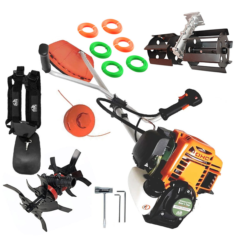 SET Motocoasa 4 Timpi ALPIN-PROFI Model 5650-8CP, cu accesorii, Model Nou EXTRA-USOARA, + PRASITOARE, CULTIVATOR, Fir Taiere
