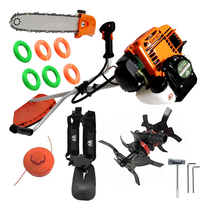 SET Motocoasa 4 Timpi ALPIN-PROFI Model 5650-8CP, cu accesorii, Model Nou EXTRA-USOARA, + CAP DRUJBA, CULTIVATOR, Fir Taiere