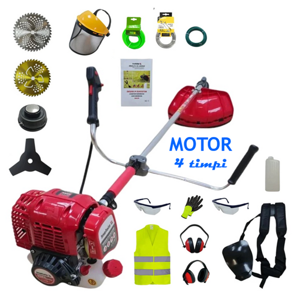*PROMO* Set Motocoasa 4 TIMPI Elefant, 6CP, 12000 Rpm, 4 Sisteme taiere + Extra accesorii