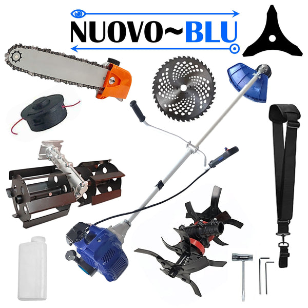 CULTIVATOR PREMIUM+CAP DRUJBA+PRASITOARE+Motocoasa NUOVO-BLUe Fuel-Economy 3.4CP, Disc Vidia, Disc Stea, accesorii incluse