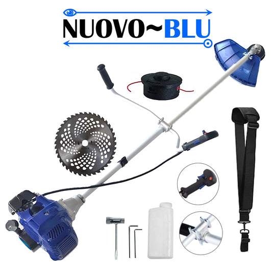 Motocoasa NUOVO-BLUe Fuel-Economy 3.4CP, Disc Vidia, Disc Stea, accesorii incluse