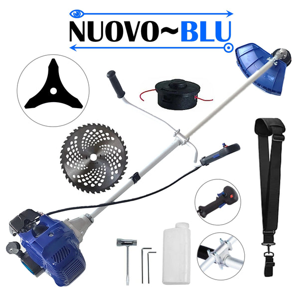 Motocoasa NUOVO-BLUe Fuel-Economy 3.4CP, Disc Vidia, Disc Stea, accesorii incluse