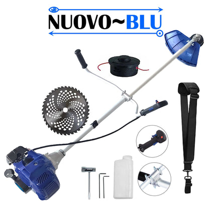 Motocoasa NUOVO-BLUe Fuel-Economy 3.4CP, Disc Vidia, Disc Stea, accesorii incluse