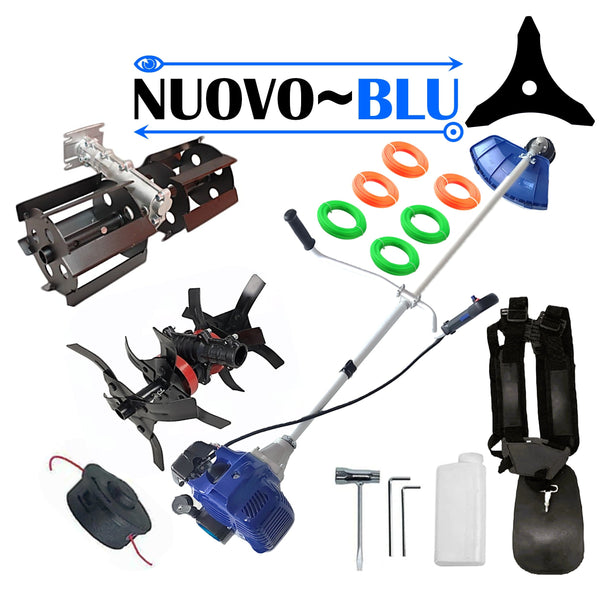 PRASITOARE+CULTIVATOR PREMIUM+Motocoasa pe benzina NUOVO-BLUe Fuel-Economy 3.4CP, Disc Stea, EXTRA FIR TAIERE