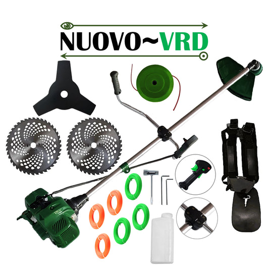 Motocoasa NUOVO-VRD VERDE 6CP, 2xDisc Vidia, Disc Stea, accesorii incluse, SET FIR TAIERE