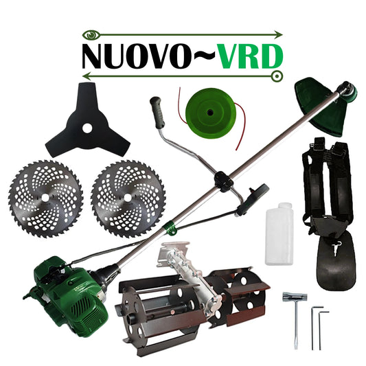 PRASITOARE+Motocoasa NUOVO-VRD VERDE 6CP, 2xDisc Vidia, Disc Stea, accesorii incluse
