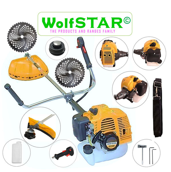 Motocoasa 7CP WolfSTAR, 5.5kW, in Set Tambur Fir +Accesorii + 2xDisc Vidia D230, R5500-YELLOW