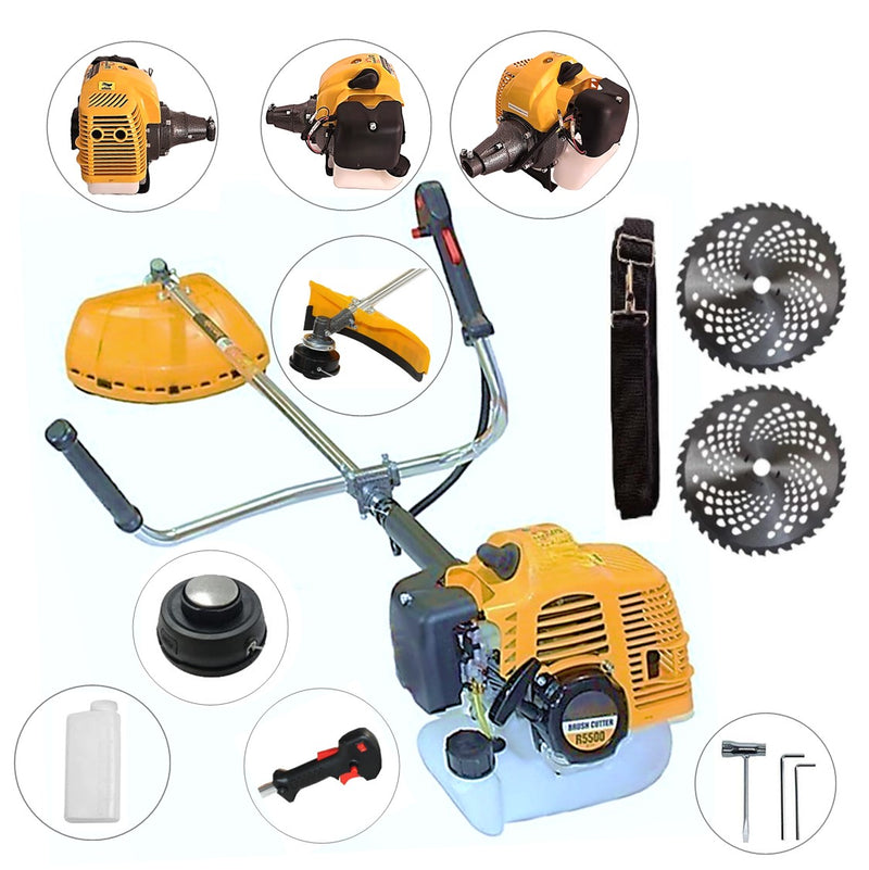 Motocoasa 7CP WolfSTAR, 5.5kW, in Set Tambur Fir +Accesorii + 2xDisc Vidia D230, R5500-YELLOW