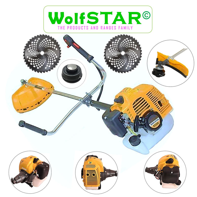 Motocoasa 7CP WolfSTAR, 5.5kW, in Set Tambur Fir +Accesorii + 2xDisc Vidia D230, R5500-YELLOW