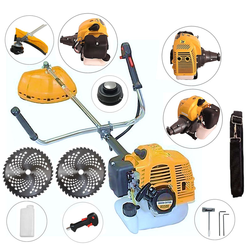 Motocoasa 7CP WolfSTAR, 5.5kW, in Set Tambur Fir +Accesorii + 2xDisc Vidia D255, R5500-YELLOW