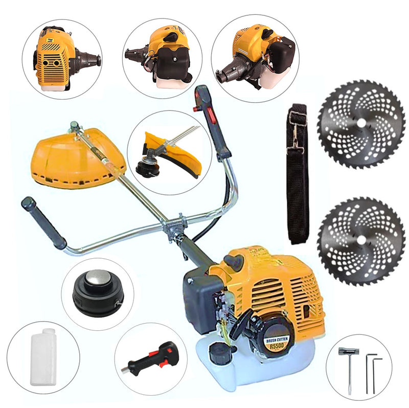 Motocoasa 7CP WolfSTAR, 5.5kW, in Set Tambur Fir +Accesorii + 2xDisc Vidia D255, R5500-YELLOW