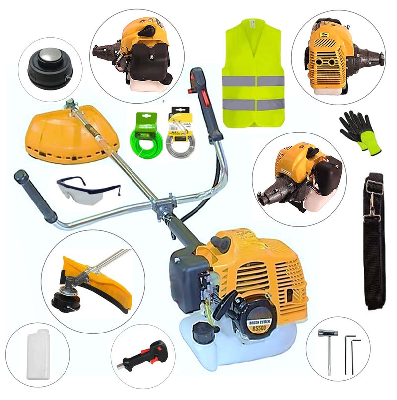 SET Motocoasa 7CP WolfSTAR, 5.5kW, in Set Tambur Fir + Accesorii, R5500, YELLOW, +EXTRA Accesorii